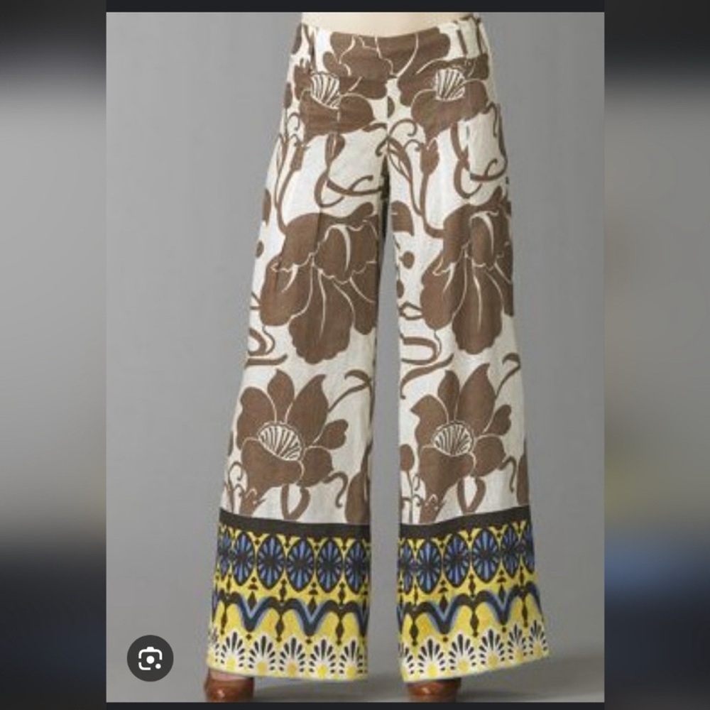 Ellie Tahari Wide Leg Linen Resort Wear Pant
